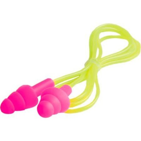 ERB SAFETY ERB„¢ Reusable Earplugs, Corded, 14397, NRR 25 dB, Hi-Viz Pink, 100 Pairs/Box 14397